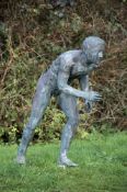 AFTER THE ANTIQUE, A LARGE LEAD FIGURE OF THE YOUNG ATHLETE RUNNER, LATE 20TH CENTURY