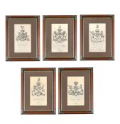 ROBERT PRANKER (BRITISH FL. 1755-1776), A SET OF FIVE ARMORIAL PRINTS
