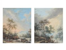 PATRICK NASMYTH (SCOTTISH 1787-1831), COUPLE IN A LANDSCAPE; FIGURES IN A RIVER LANDSCAPE (2)