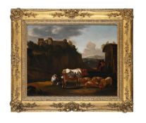 ITALIAN SCHOOL (17TH CENTURY), ANIMALS BY A FOUNTAIN