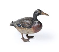 FRANZ XAVER BERGMANN (AUSTRIAN, 1861-1936), A COLD PAINTED BRONZE MALLARD DUCK