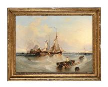 CIRCLE OF GEORGE CLARKSON STANFIELD (BRITISH 1828-1878), FISHING BOATS OFF THE COAST