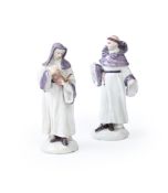TWO BOW FIGURES OF A MONK AND A NUN, CIRCA 1760