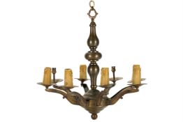 A BRASS EIGHT LIGHT CHANDELIER, SECOND HALF 20TH CENTURY