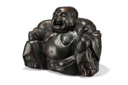 A CARVED AND LACQUERED WOOD FIGURE OF DUDAI, 20TH CENTURY