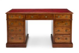 A VICTORIAN MAHOGANY PEDESTAL DESK, BY JAMES SHOOLBRED & CO., MID 19TH CENTURY