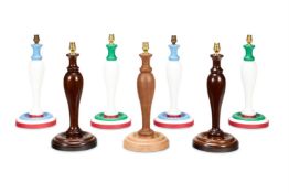 A GROUP OF SEVEN TABLE LAMPS, INCLUDING FOUR PAINTED EXAMPLES