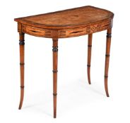 Y A REGENCY SATINWOOD, ROSEWOOD CROSSBANDED AND EBONY INLAID SIDE TABLE, CIRCA 1815