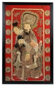 A LARGE CHINESE EMBROIDERED 'MARRIAGE' PANEL, LATE QING DYNASTY