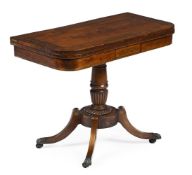 Y A GEORGE IV ROSEWOOD AND BRASS MARQUETRY CARD TABLE, IN THE MANNER OF GILLOWS, CIRCA 1825