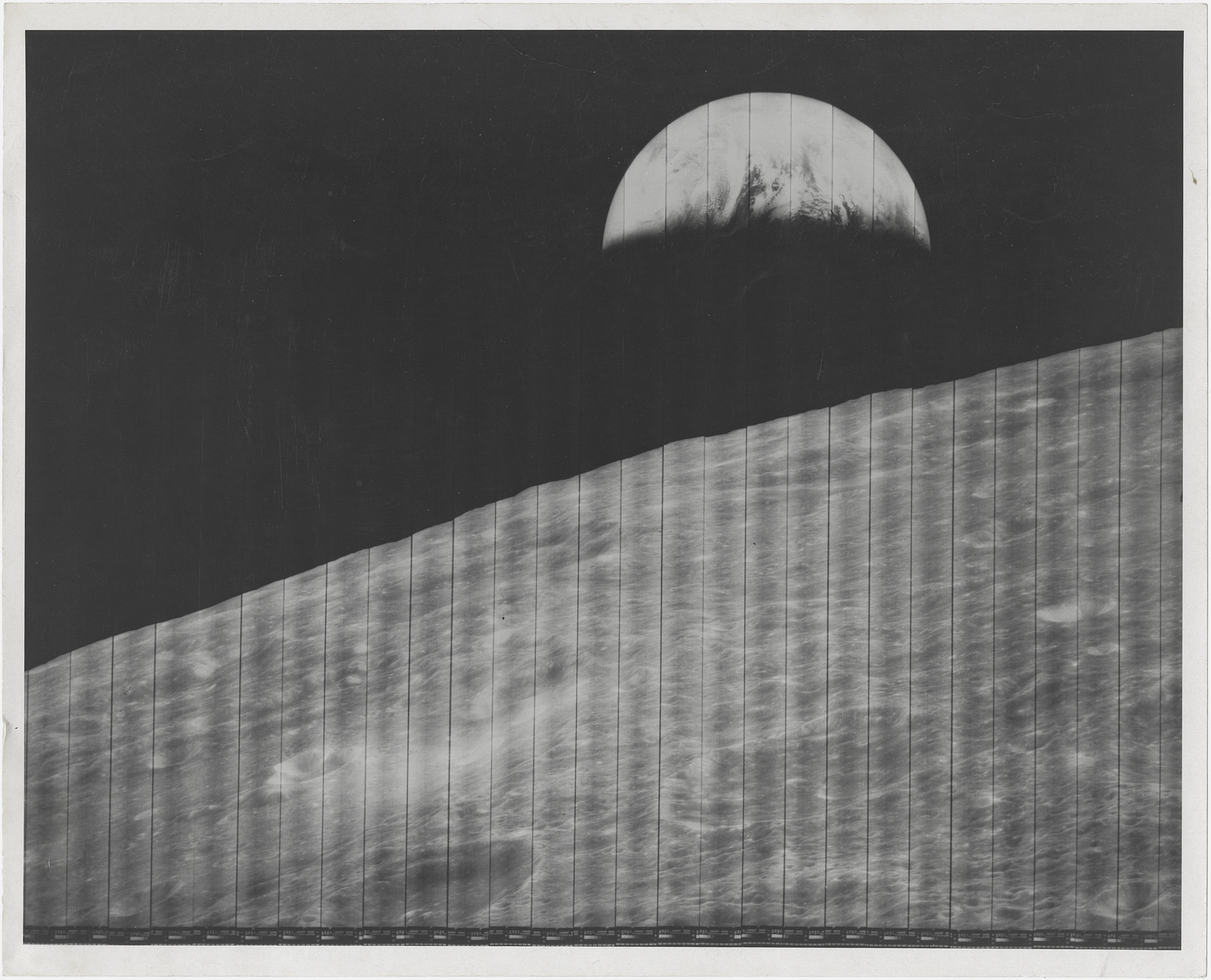 [Lunar Orbiter I] EARTHRISE. THE FIRST PHOTOGRAPH OF EARTH FROM THE MOON'S ORBIT