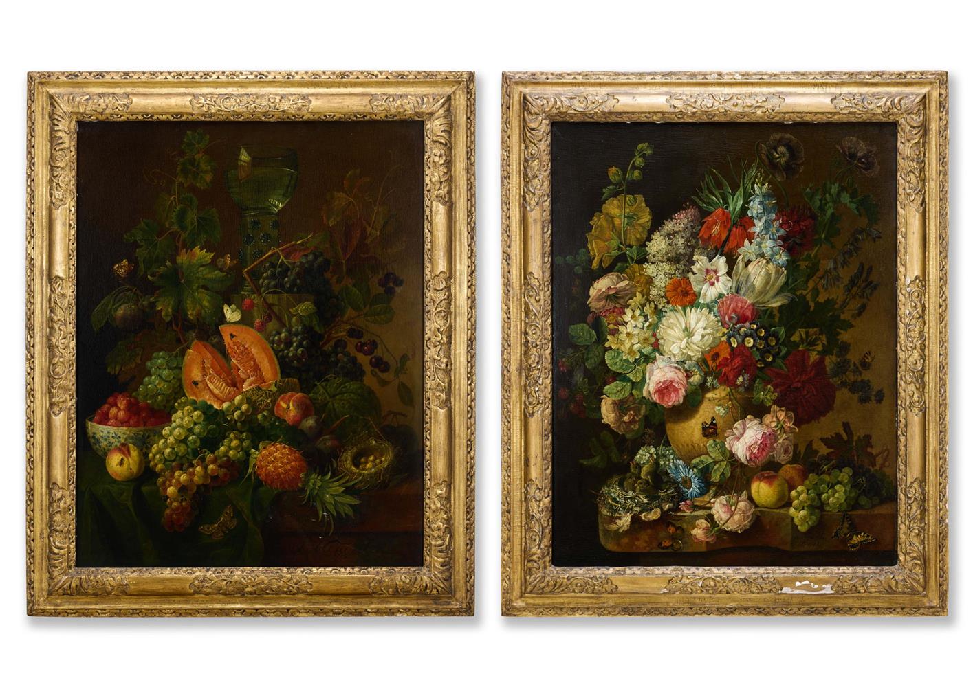 JOHANNES HENRIK FREDRIKS (DUTCH 1751-1817), PAIR OF STILL LIFES WITH FLOWERS AND FRUIT