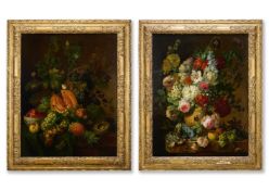 JOHANNES HENRIK FREDRIKS (DUTCH 1751-1817), PAIR OF STILL LIFES WITH FLOWERS AND FRUIT