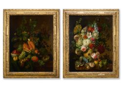 JOHANNES HENRIK FREDRIKS (DUTCH 1751-1817), PAIR OF STILL LIFES WITH FLOWERS AND FRUIT