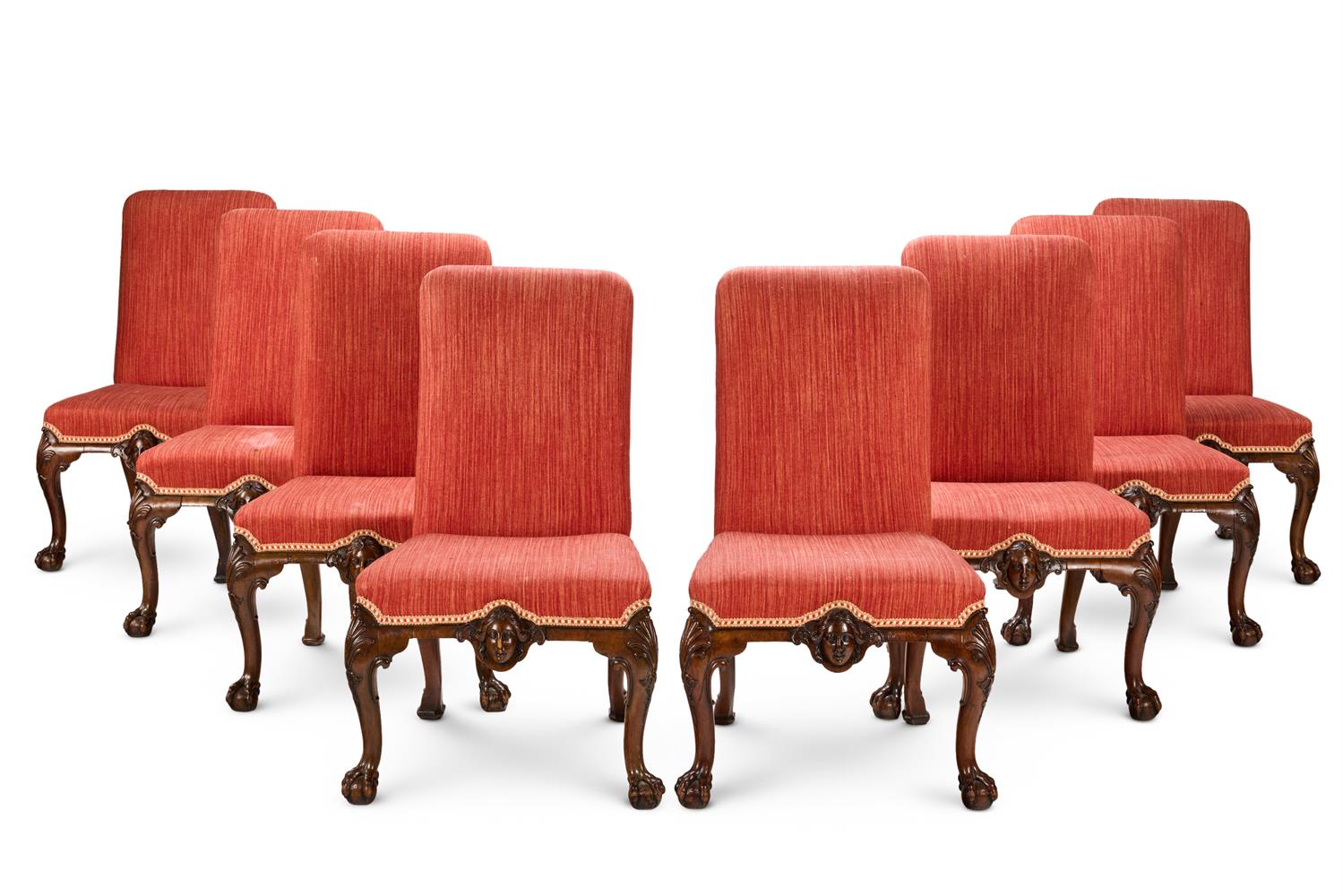 A SET OF EIGHT GEORGE II WALNUT DINING-CHAIRS, CIRCA 1730/40