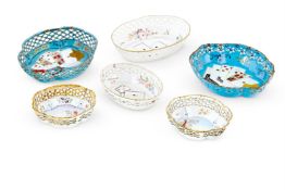 A QUANTITY OF ENAMELLED COPPER COUNTER BASKETS, VARIOUS DATES