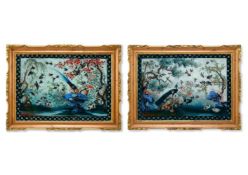 A PAIR OF CHINESE EXPORT REVERSE GLASS PAINTINGS, 19TH/20TH CENTURY