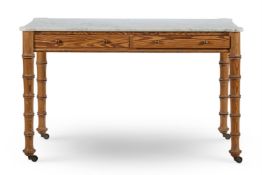 AN EARLY VICTORIAN PITCH PINE SIMULATED BAMBOO SIDE TABLE, MID 19TH CENTURY