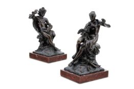 AFTER CORNEILLE VAN CLEVE (1646-1732), A PAIR OF BRONZE FIGURES POSSIBLY DIANA AND ENDYMION