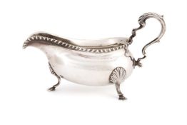 A GEORGE III SILVER OVAL SAUCE BOAT