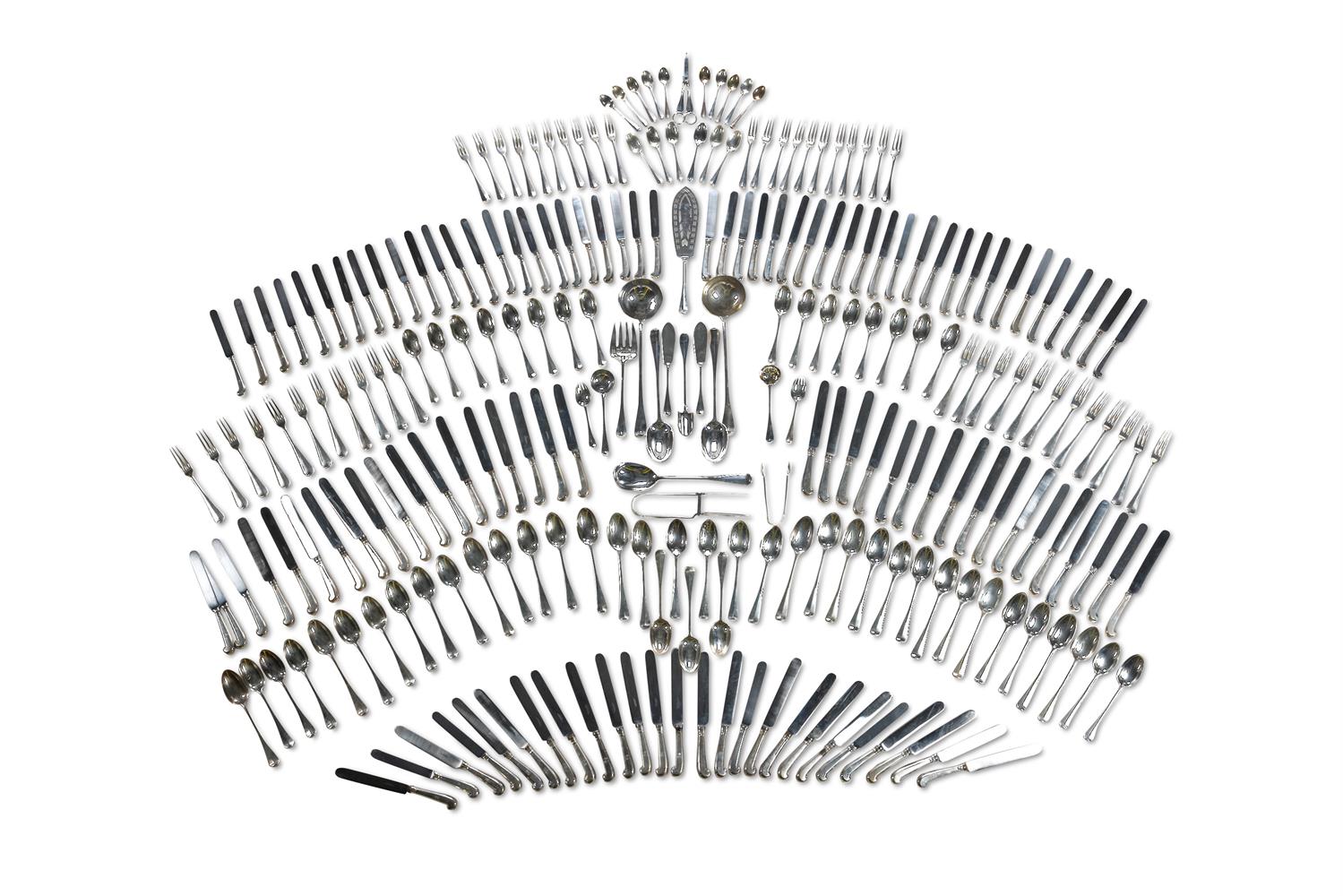 A VICTORIAN SILVER OLD ENGLISH PATTERN TABLE SERVICE