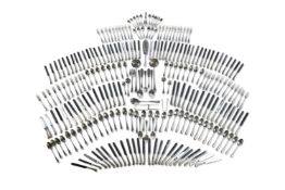 A VICTORIAN SILVER OLD ENGLISH PATTERN TABLE SERVICE