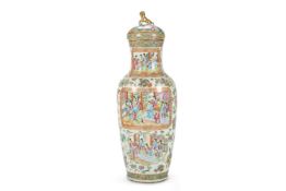 A LARGE ENAMELLED PORCELAIN VASE AND COVER, CANTONESE