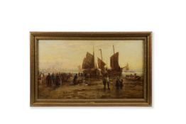 WILLIAM EDWARD WEBB (BRITISH 1862-1903), UNLOADING THE CATCH, PEEL, ISLE OF WIGHT