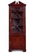 A MAHOGANY AND ASTRAGAL GLAZED CORNER CABINET, CIRCA 1900, OF GEORGE III STYLE