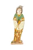 A SANCAI GLAZED MODEL OF A LADY, TANG DYNASTY OR LATER
