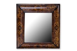 A WILLIAM & MARY WALNUT AND MARQUETRY 'CUSHION' FRAME MIRROR, CIRCA 1700