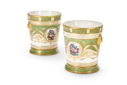 A PAIR OF PARIS PORCELAIN JARDINIERES AND STANDS, MID 19TH CENTURY