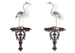 A PAIR OF CLOISONNÈ MODELS OF STORKS, CHINESE