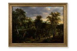 JOSEPH FRANCIS GILBERT (BRITISH 1792-1855), FIGURES WITH ANIMALS IN A WOODED LANDSCAPE