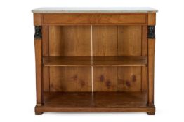 A NORTH EUROPEAN MAHOGANY AND WHITE MARBLE SIDE TABLE, MID 19TH CENTURY