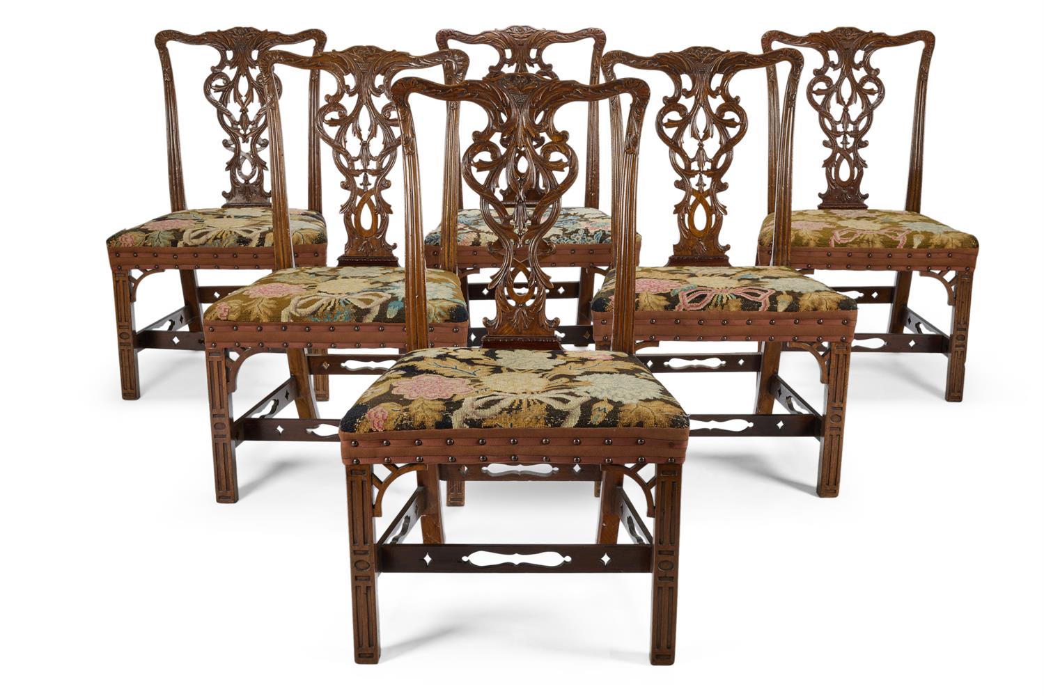 A SET OF SIX SCOTTISH GEORGE III MAHOGANY DINING-CHAIRS, ATTRIBUTED TO ALEXANDER PETER, CIRCA 1760