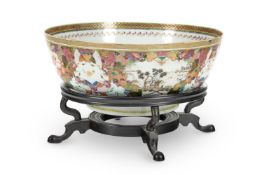 A LARGE FAMILLE ROSE PUNCH BOWL, CHINESE