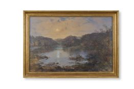 CHARLES BRANWHITE (BRITISH, 1817-1880), THE LAKE IN TORTWORTH PARK, BRISTOL, EARLY MOONLIGHT