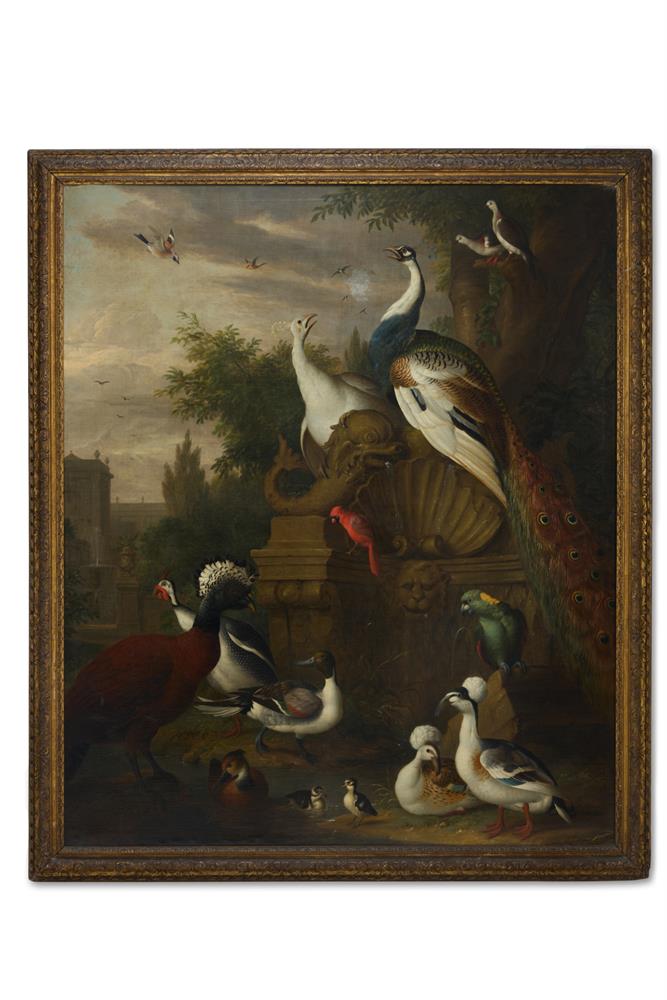 JACOB BOGDANI (ANGLO-HUNGARIAN 1658-1724), AN ASSEMBLY OF BIRDS IN A PARKLAND LANDSCAPE