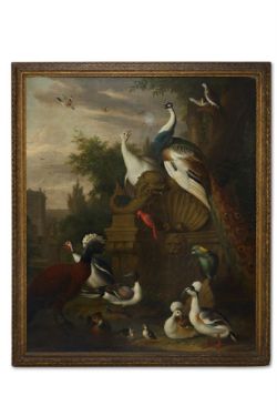 JACOB BOGDANI (ANGLO-HUNGARIAN 1658-1724), AN ASSEMBLY OF BIRDS IN A PARKLAND LANDSCAPE