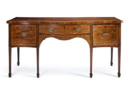 A GEORGE III MAHOGANY AND MARQUETRY SERPENTINE SIDEBOARD, CIRCA 1780