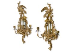 A PAIR OF GEORGE III CARVED GILTWOOD GIRANDOLES, CIRCA 1760