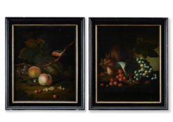 WILLIAM JONES OF BATH (BRITISH FL.1764-1779), A PAIR OF STILL LIFES OF ANIMALS AND FRUIT