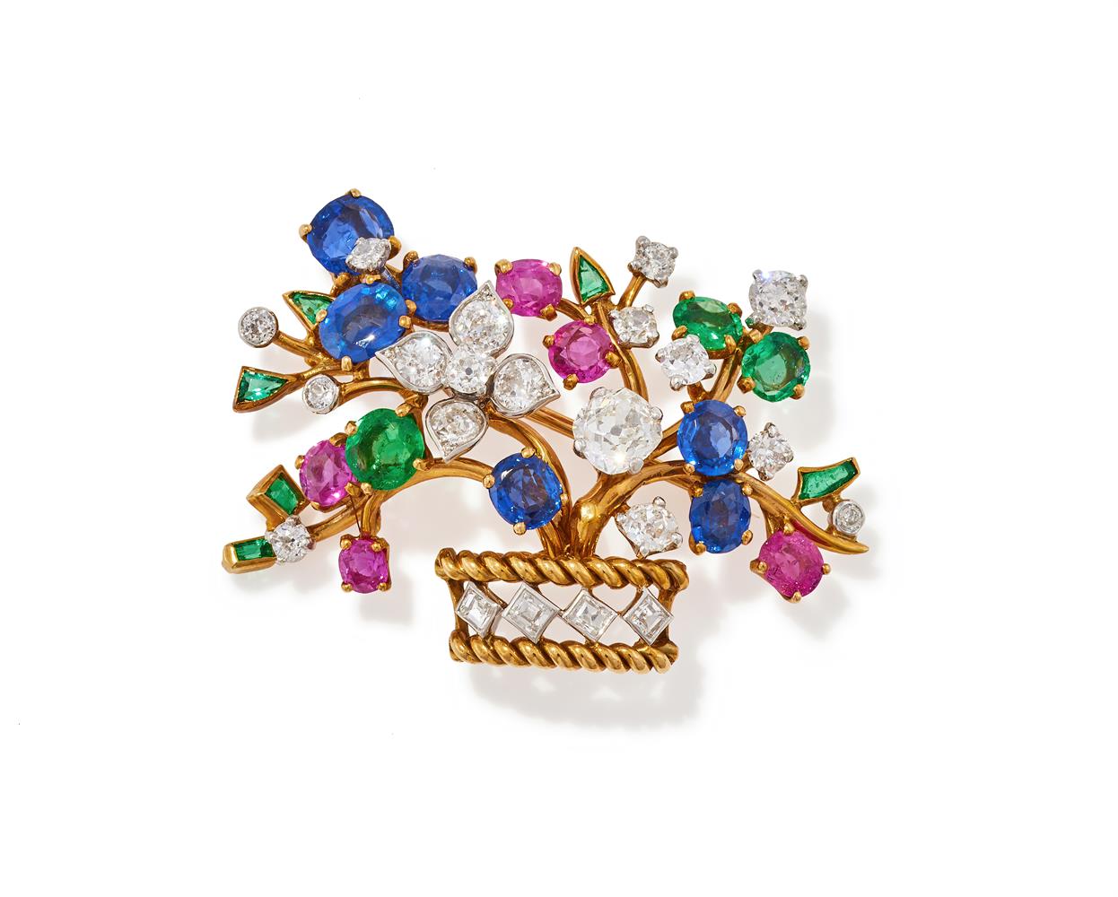 CARTIER, A MULTI GEM SET GIARDINETTO BROOCH