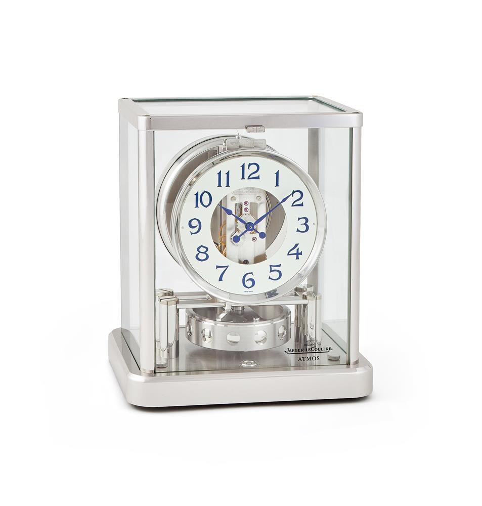 JAEGER LECOULTRE, ATMOS PERPETUELLE, A GLASS AND CHROME PLATED TIMEPIECE