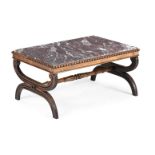 Y A REGENCY ROSEWOOD X FRAME LOW CENTRE TABLE, IN THE MANNER OF GILLOWS, CIRCA 1820