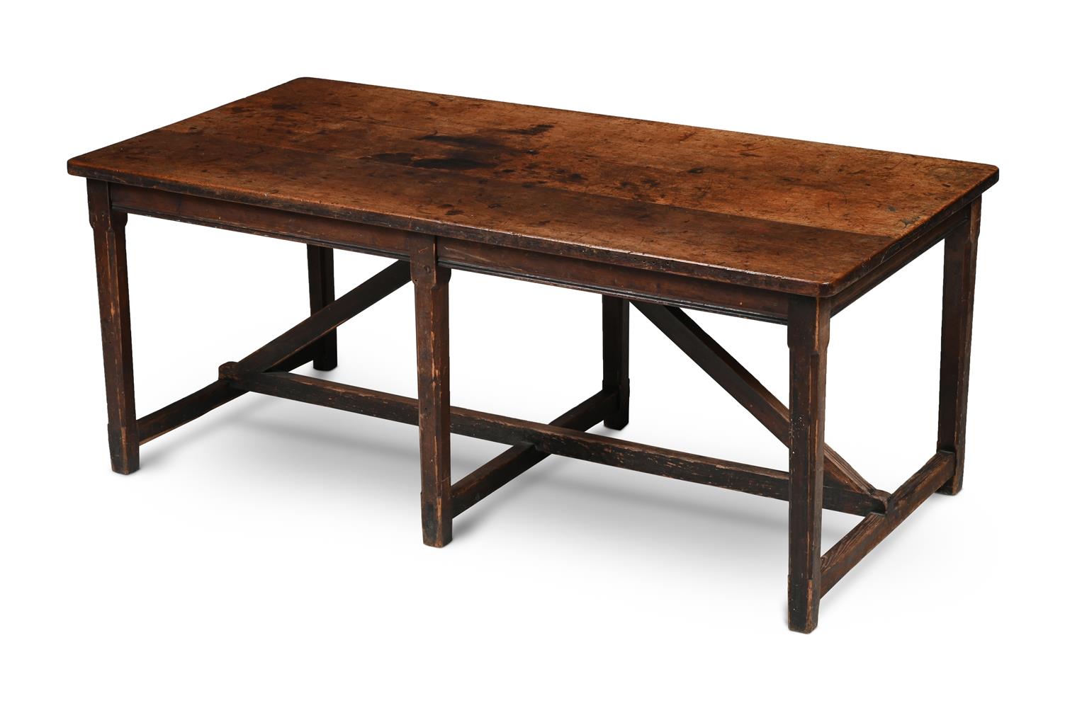 A FRUITWOOD AND PITCH PINE SIDE OR SERVING TABLE, MID 19TH CENTURY