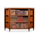 Y A GEORGE III SATINWOOD AND PURPLEHEART BANDED OPEN BOOKCASE, ATTRIBUTED TO GILLOWS, CIRCA 1790