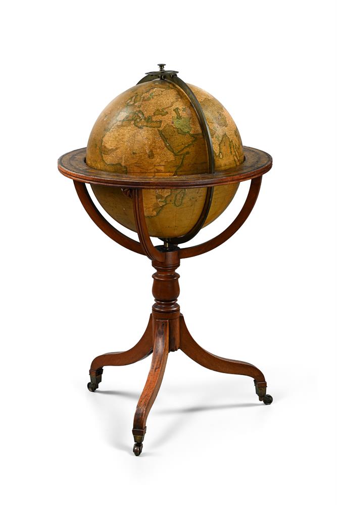 A VICTORIAN 18 INCH TERRESTRIAL FLOOR-STANDING LIBRARY GLOBE
