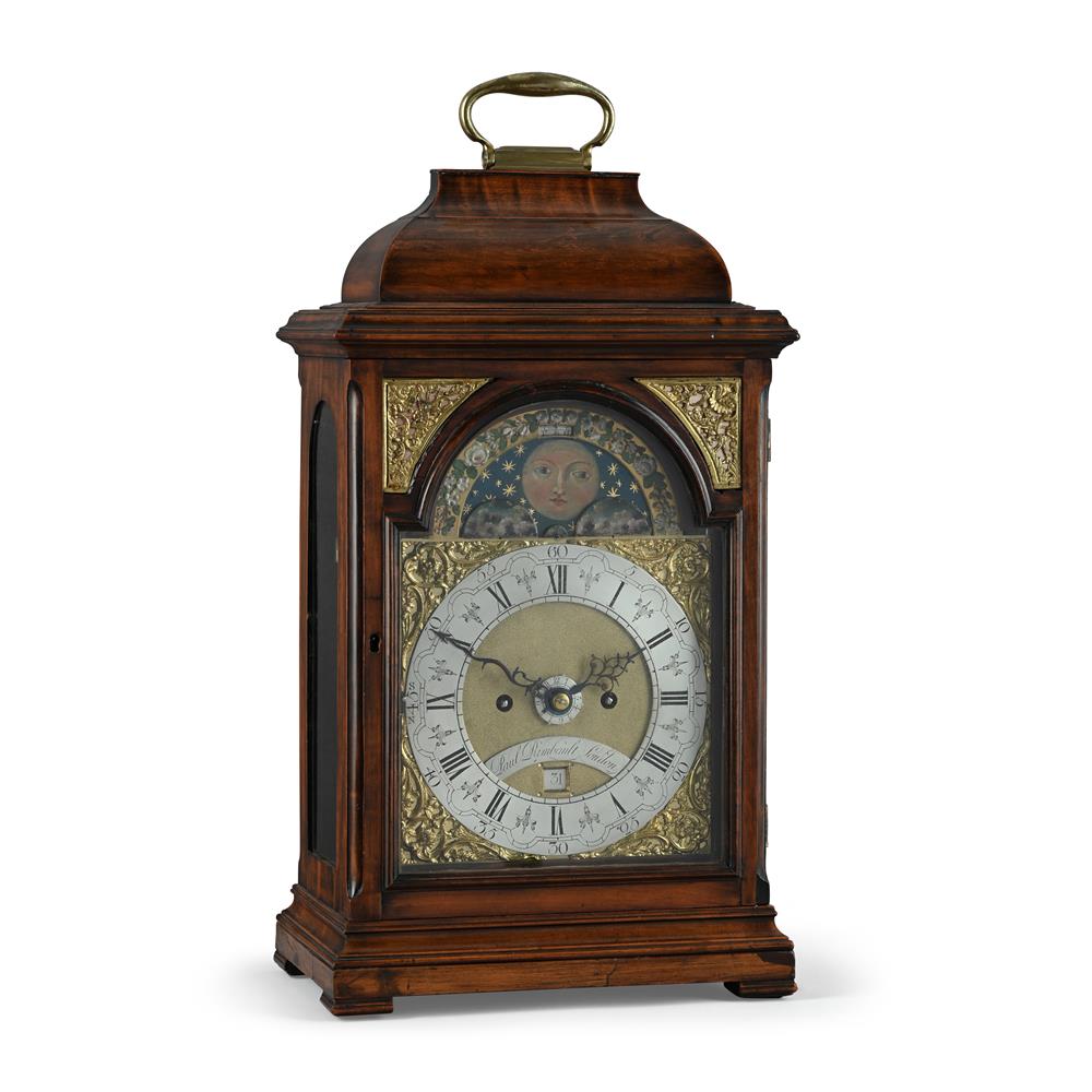 A POLISHED FRUITWOOD DUTCH-STRIKING TABLE/BRACKET CLOCK WITH MOONPHASE AND ALARM